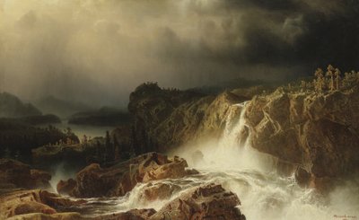 Paysage rocheux avec cascade en Småland, 1859 - Marcus Larson